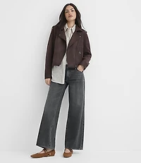 Petite Faux Suede Moto Jacket