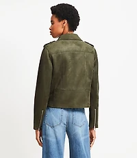 Petite Faux Suede Moto Jacket