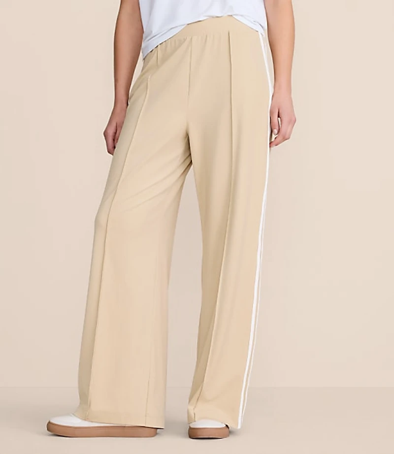 Lou & Grey Double Stripe Pintucked Luvstretch Wide Leg Pants
