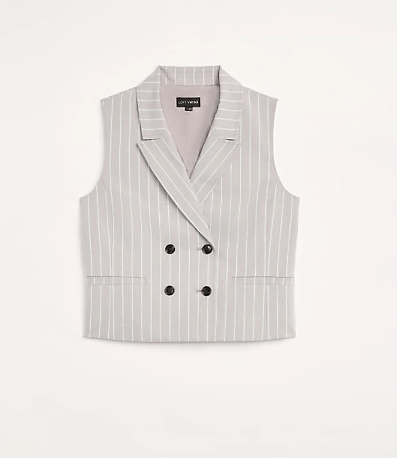 Petite LOFT Versa Striped Seasonless Stretch Double Breasted Vest