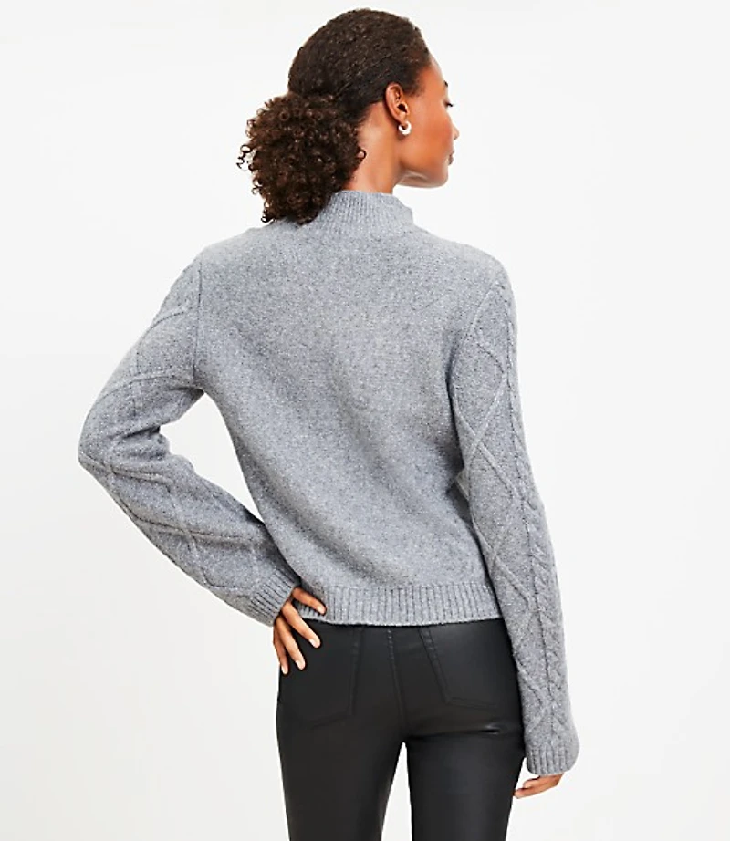 Mock Neck Cable Sweater