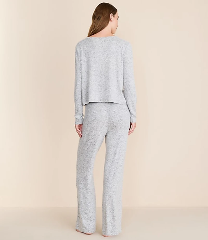 Heathered Henley Wide Leg Pajama Set