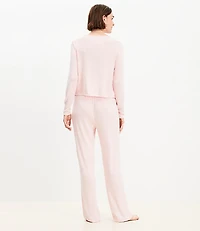 Heathered Henley Wide Leg Pajama Set