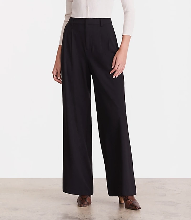 LOFT Versa Seasonless Stretch Double Pleat Wide Leg Pants