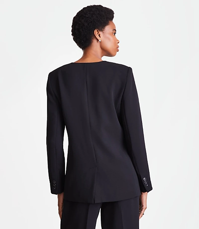 LOFT Versa Crepe Drape Collarless Blazer