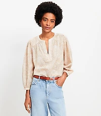 Shimmer Clip Floral Split Neck Popover