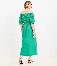 Off The Shoulder Midi Pocket Shirtdress
