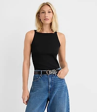 Perfect Ribbed Apron Neck Tank Top