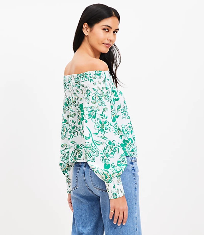 Floral Smocked Off The Shoulder Top