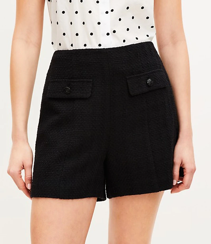 Tweed Button Trim Shorts