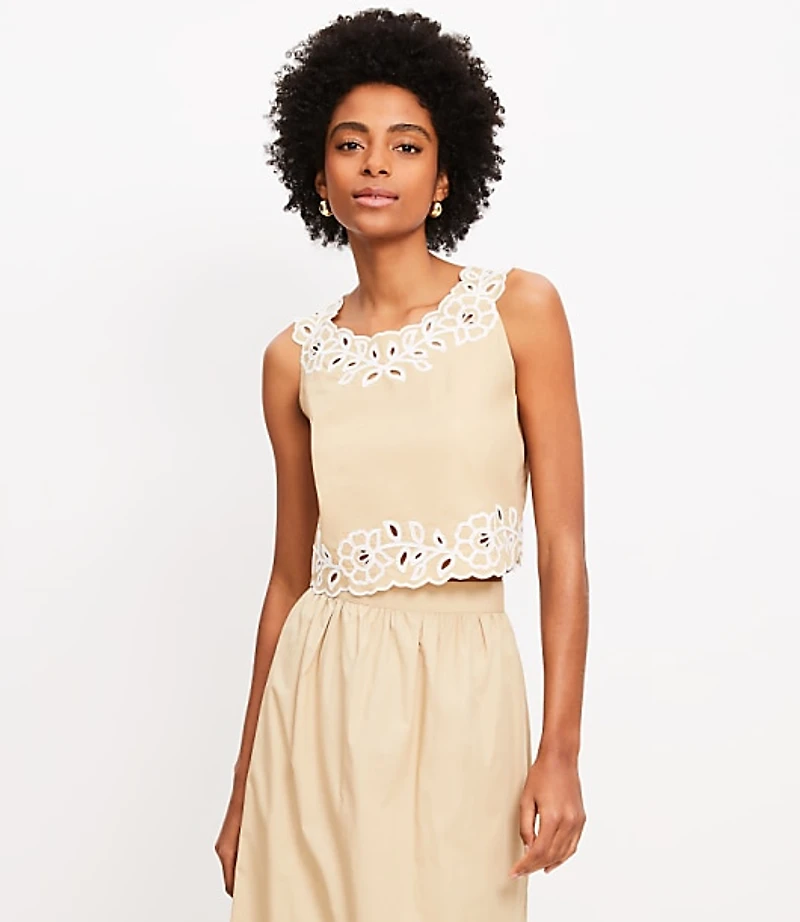 Floral Eyelet Poplin Tank Top