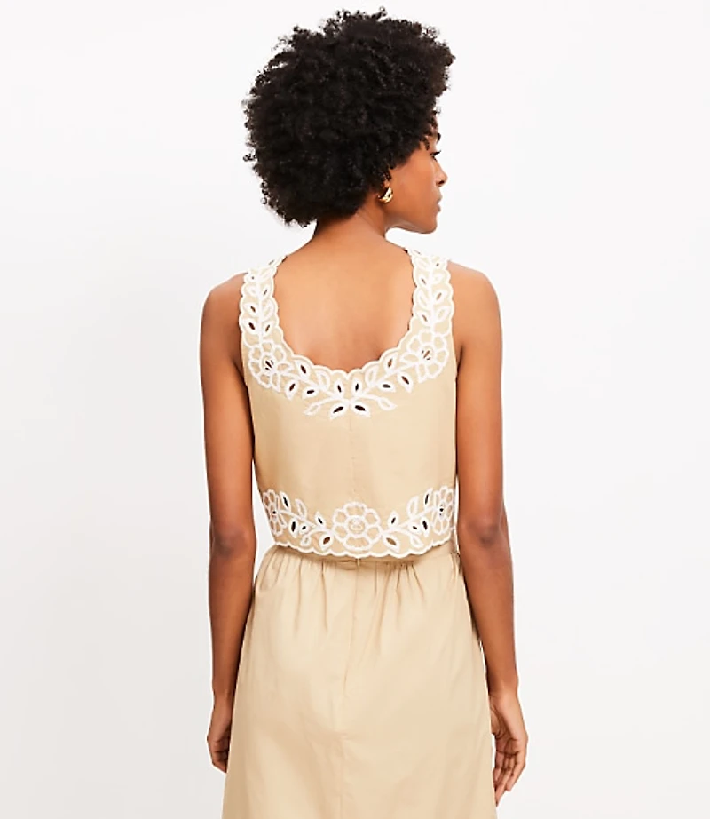 Floral Eyelet Poplin Tank Top
