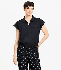 Poplin Bubble Tie Hem Shirt