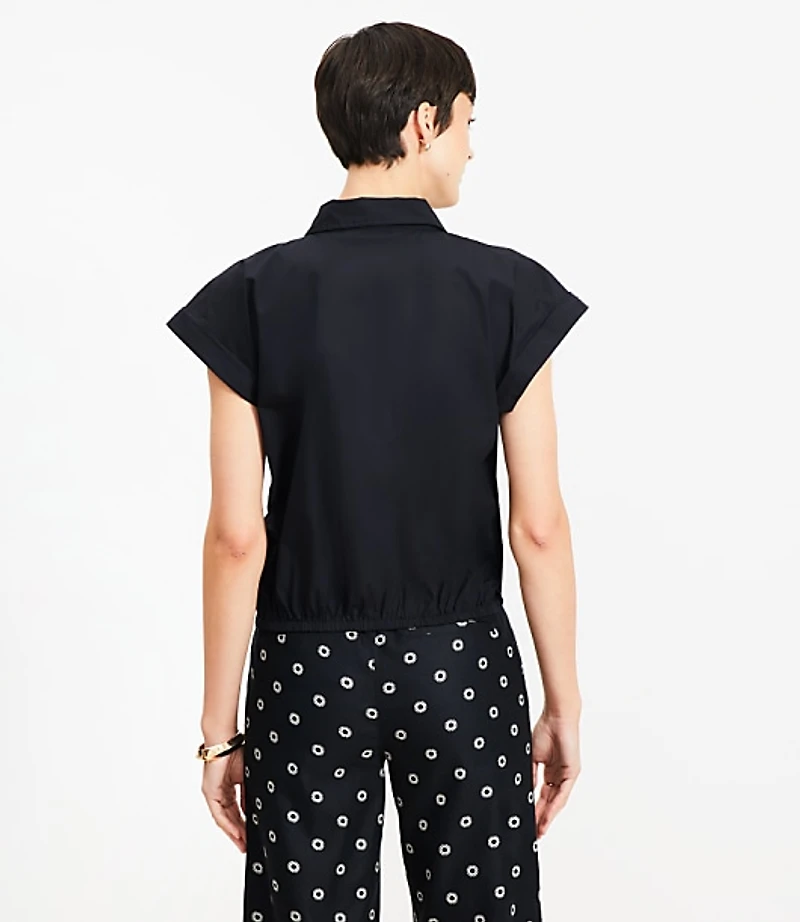 Poplin Bubble Tie Hem Shirt