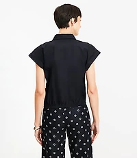 Poplin Bubble Tie Hem Shirt