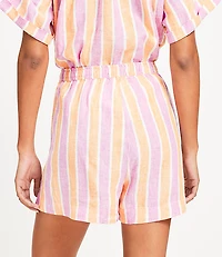LOFT Beach Striped Linen Drawstring Shorts
