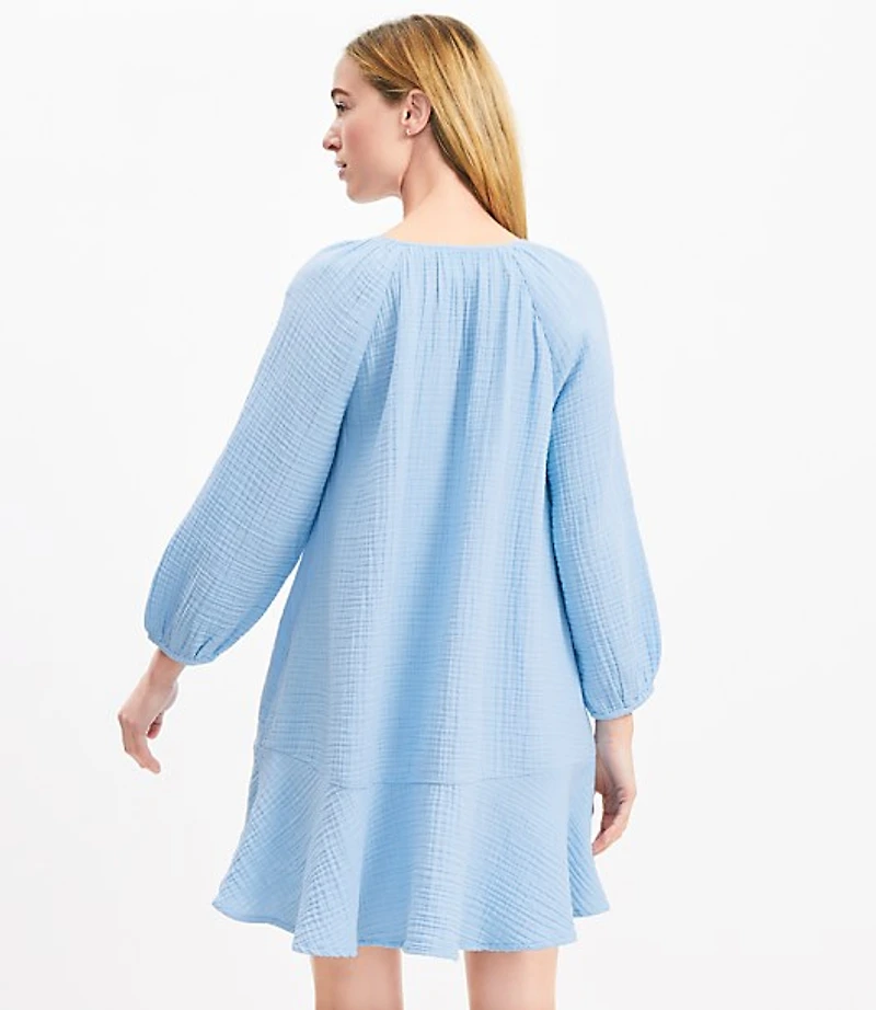 LOFT Beach Triple Cloth Flounce Dress