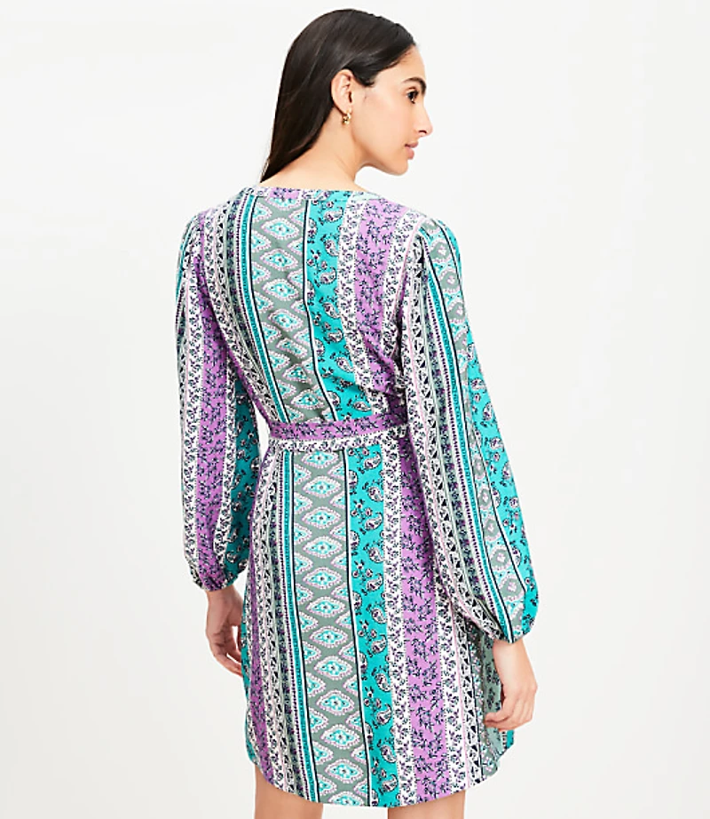 Petite Floral Stripe Belted Mini Dress