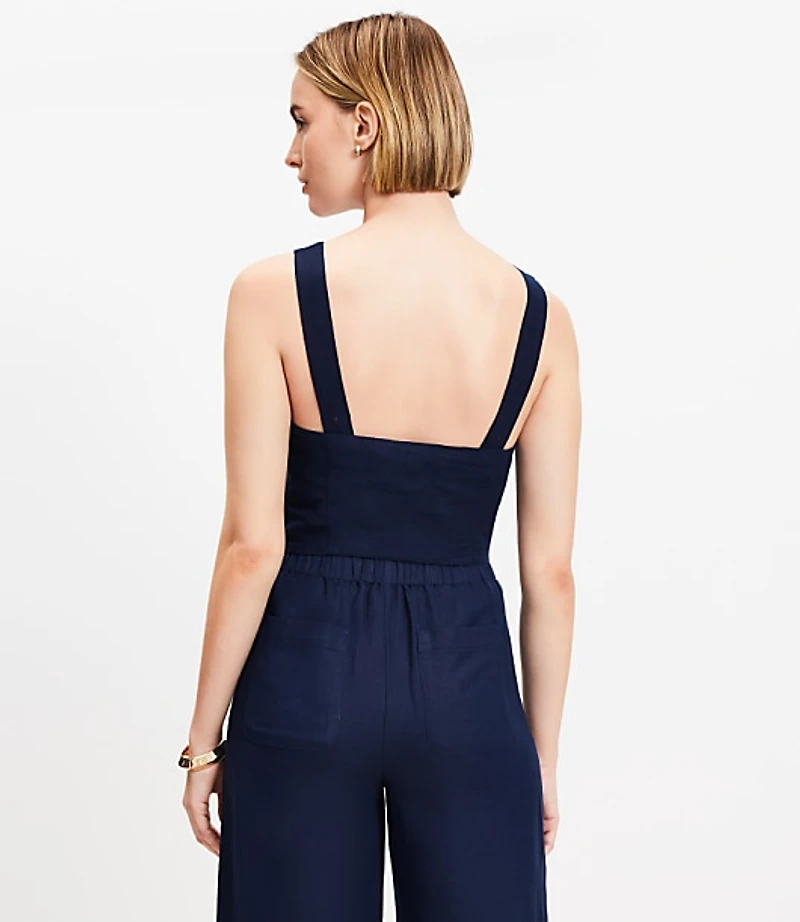 Linen Blend Strappy Back Shell