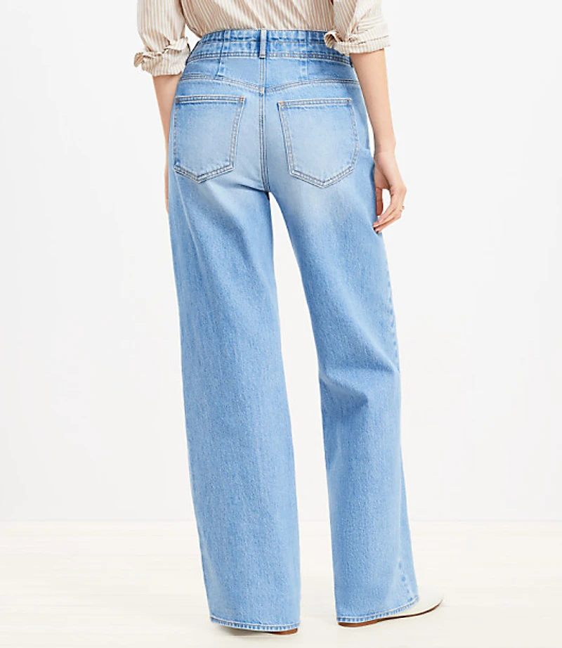 Curvy Seamed Wide Leg Jeans in Bright Authentic Indigo