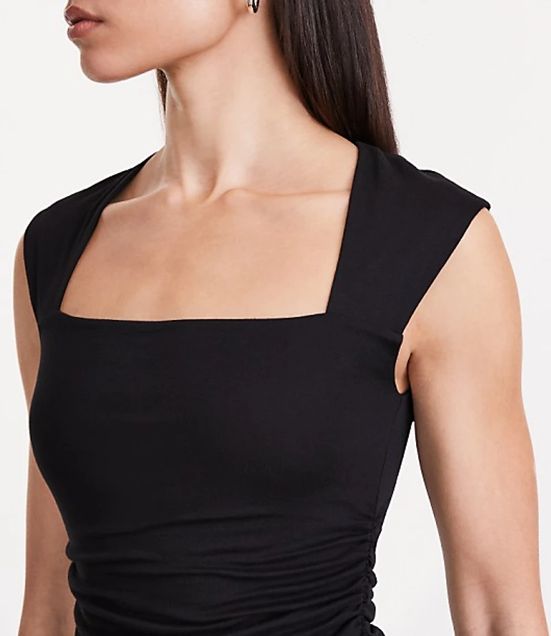 LOFT Versa 360 Knit Ruched Square Neck Bodysuit