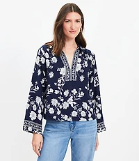 Floral Easy Split Neck Top