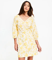 Floral Poplin Shirred Mini Dress