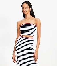 Stripe Ribbed Strapless Sweater