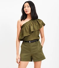 Striped Ruffle One Shoulder Top