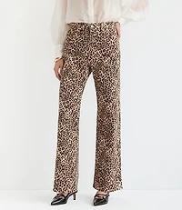 High Rise Wide Leg Jeans Leopard Print