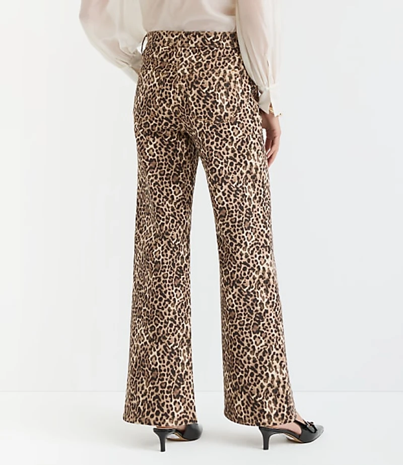 High Rise Wide Leg Jeans Leopard Print