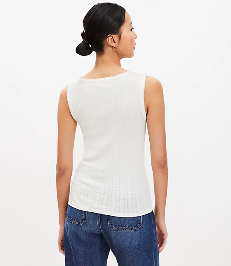 Pointelle Perfect Ribbed Scoop Neck Tank Top