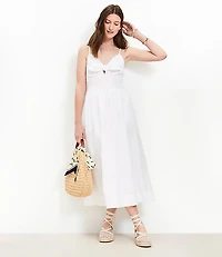 Petite Tie Poplin Midi Pocket Dress