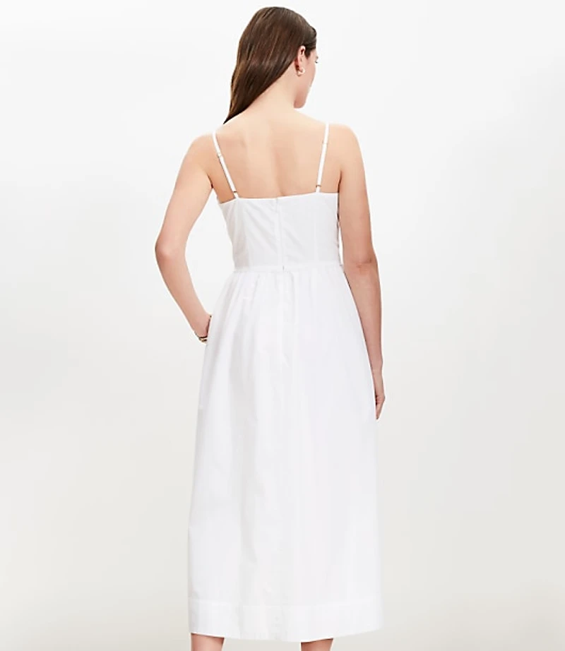 Petite Tie Poplin Midi Pocket Dress