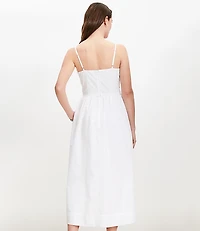 Petite Tie Poplin Midi Pocket Dress