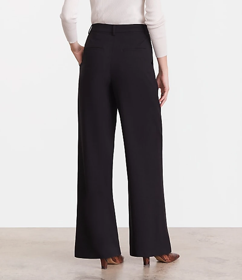 Petite LOFT Versa Seasonless Stretch Double Pleat Wide Leg Pants