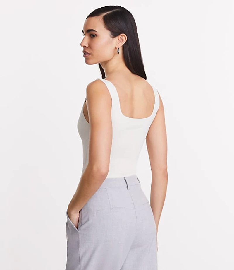 Petite LOFT Versa Ribbed Square Neck Bodysuit