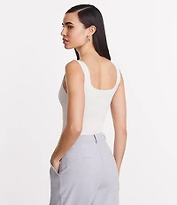 Petite LOFT Versa Ribbed Square Neck Bodysuit