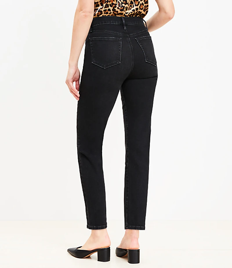 High Rise Slim Jeans Washed Black