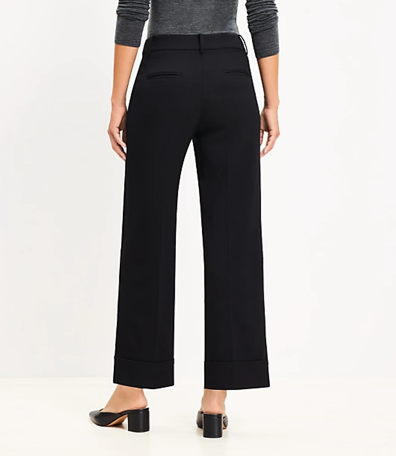 Straight Cropped Cuff Pant in Twill