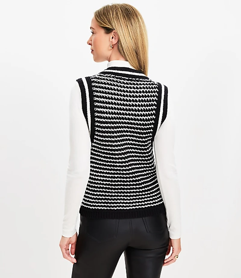 Striped V-Neck Pocket Sweater Vest