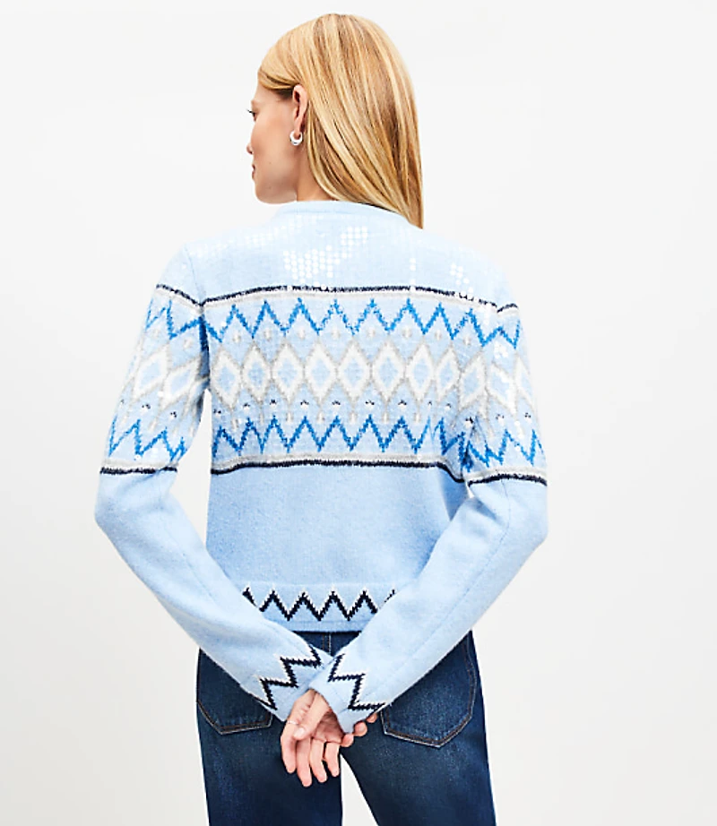 Sequin Fair Isle Sweater Jacket