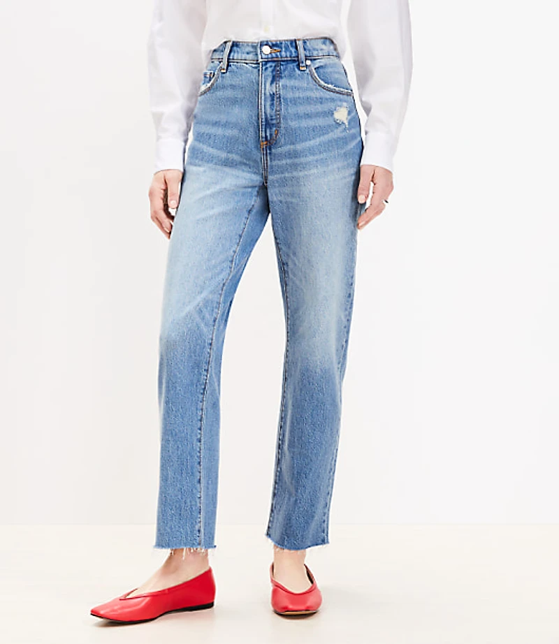 Petite Fresh Cut High Rise Straight Jeans Light Vintage Wash