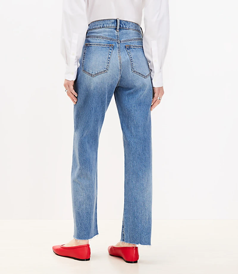 Petite Fresh Cut High Rise Straight Jeans Light Vintage Wash