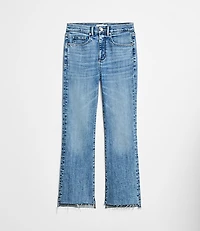 Step Hem High Rise Kick Crop Jeans Classic Mid Wash