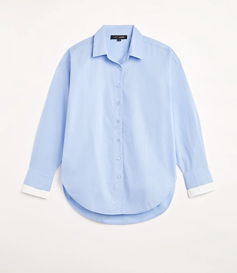 LOFT Versa Poplin Oversized Double Cuff Tunic Shirt