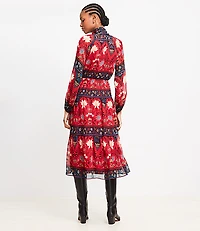 Floral Bow Tiered Midi Dress