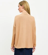 Heathered Ribtrim Jersey Mock Neck Top