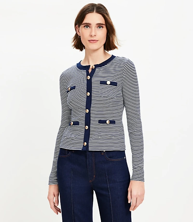 Striped Pocket Cardigan Top
