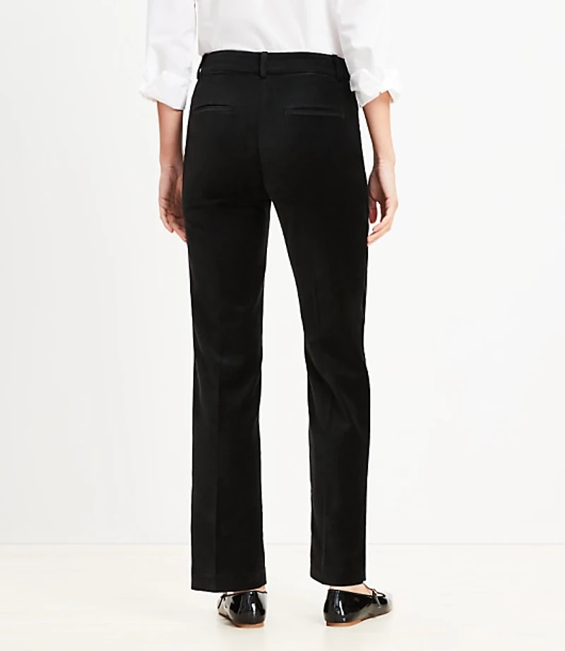 Pintucked Full Length Straight Pants in Velvet